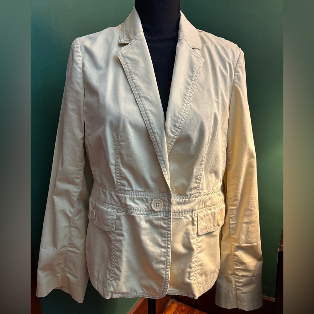 Talbots Light Yellow Blazer Classic Notched Lapel Lightweight